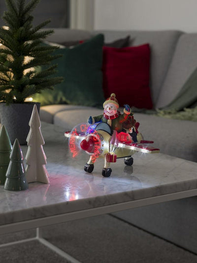 Fly med propell Merry Christmas snømann - Batteridrevet-Julebelysning dekor og pynt-Konstsmide-4201-000-Lightup.no