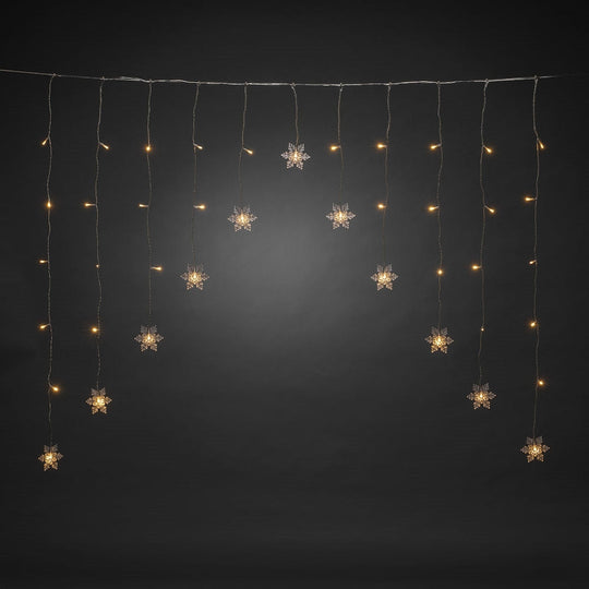 Gardinslynge med 11 snefnugg - 120 cm-Julebelysning juletrelys ute-Konstsmide-Hvit-4048-103-Lightup.no