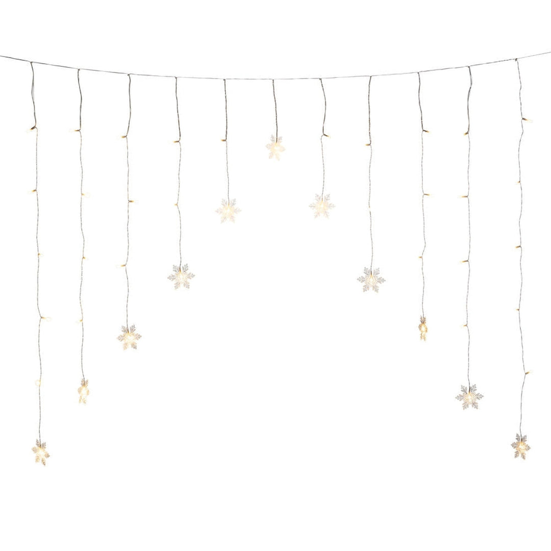 Gardinslynge med 11 snefnugg - 120 cm-Julebelysning juletrelys ute-Konstsmide-Hvit-4048-103-Lightup.no