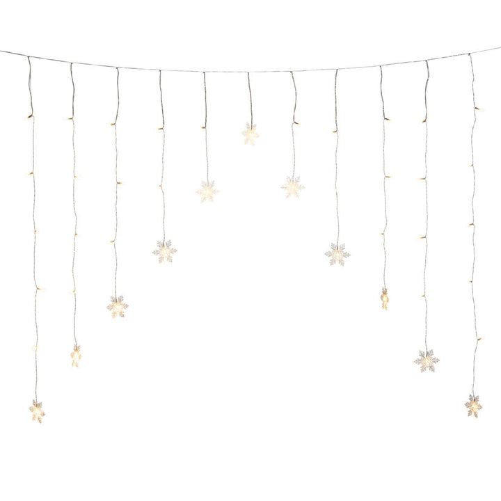 Gardinslynge med 11 snefnugg - 120 cm-Julebelysning juletrelys ute-Konstsmide-Hvit-4048-103-Lightup.no