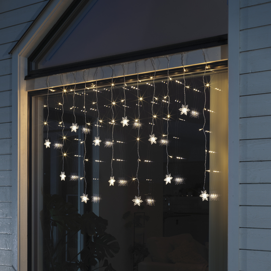 Gardinslynge med 12 snefnugg - 120 cm-Julebelysning juletrelys ute-Konstsmide-4049-103-Lightup.no