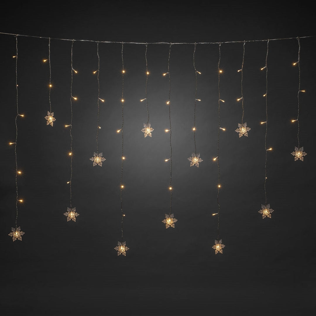 Gardinslynge med 12 snefnugg - 120 cm-Julebelysning juletrelys ute-Konstsmide-4049-103-Lightup.no
