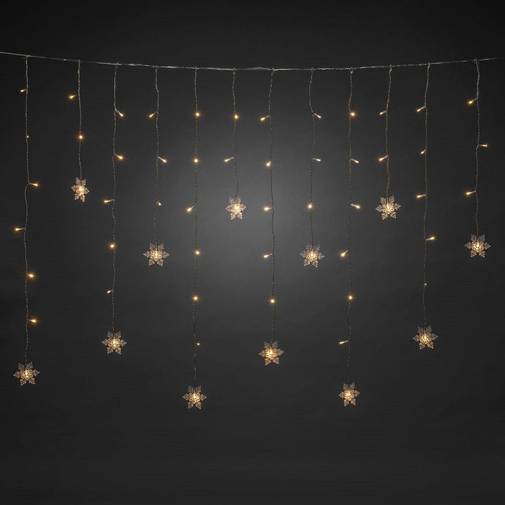Gardinslynge med 12 snefnugg - 120 cm-Julebelysning juletrelys ute-Konstsmide-4049-103-Lightup.no