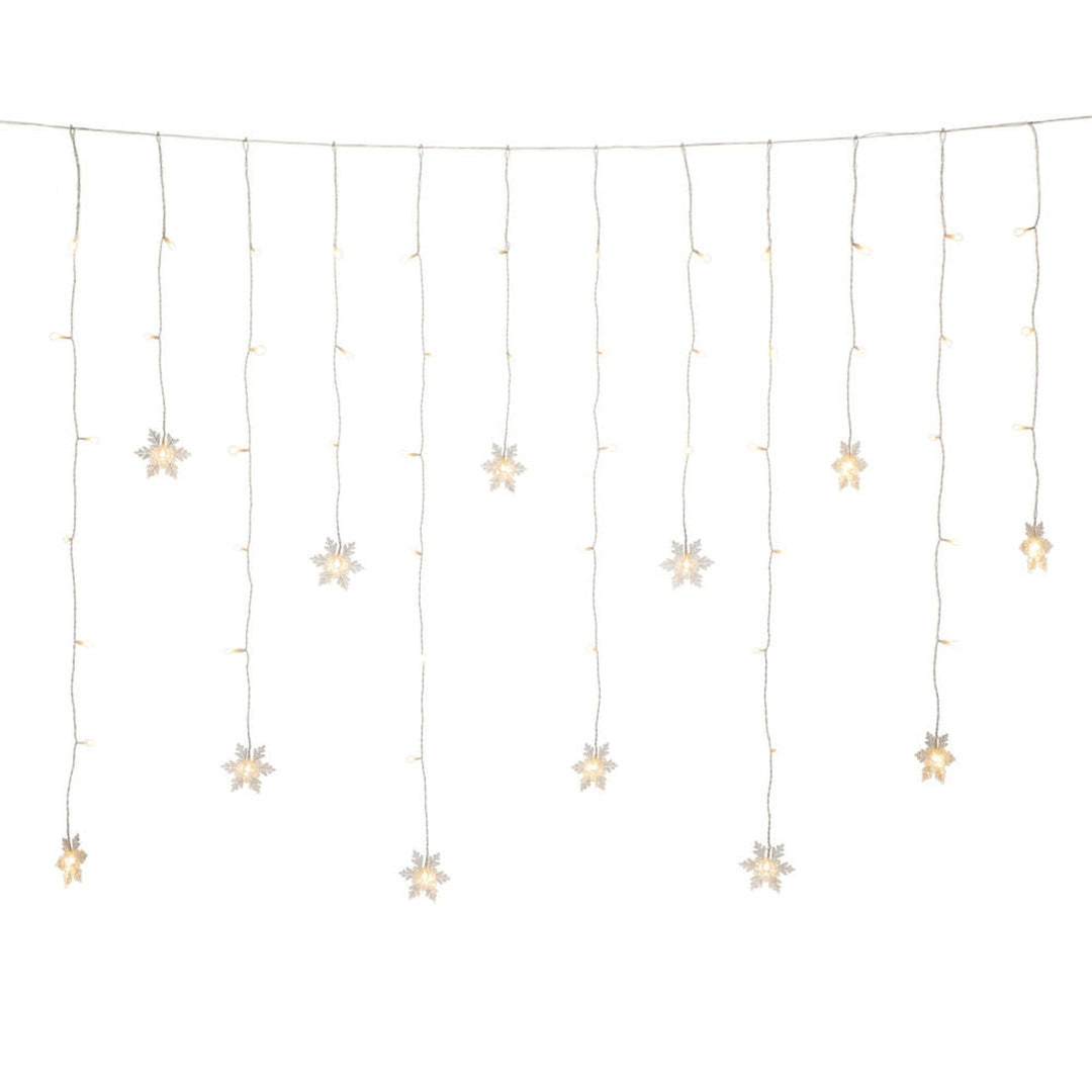 Gardinslynge med 12 snefnugg - 120 cm-Julebelysning juletrelys ute-Konstsmide-4049-103-Lightup.no