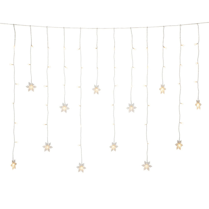 Gardinslynge med 12 snefnugg - 120 cm-Julebelysning juletrelys ute-Konstsmide-4049-103-Lightup.no