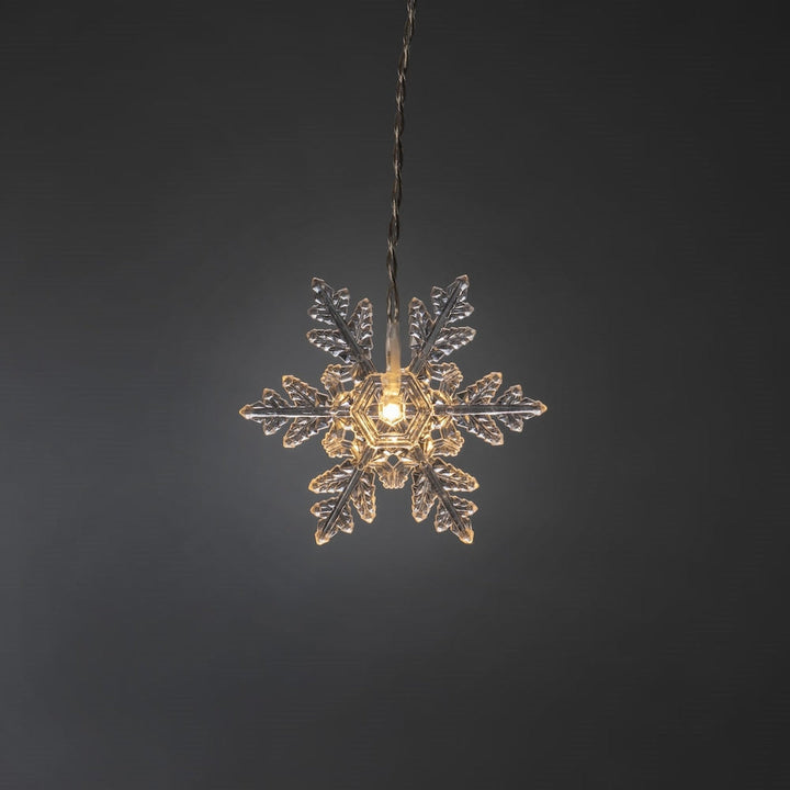 Gardinslynge med 12 snefnugg - 120 cm-Julebelysning juletrelys ute-Konstsmide-4049-103-Lightup.no