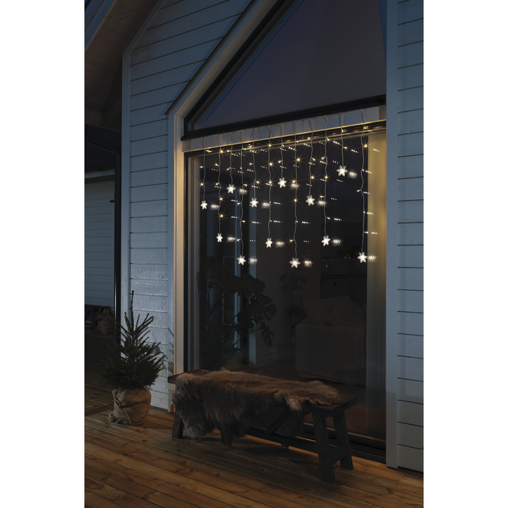 Gardinslynge med 12 snefnugg - 120 cm-Julebelysning juletrelys ute-Konstsmide-4049-103-Lightup.no