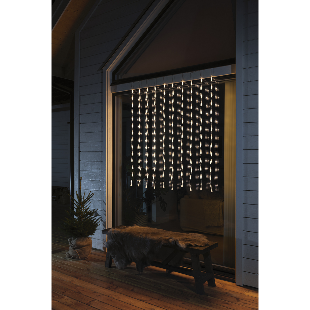 Gardinslynge med dråper - 120 cm varmhvit LED-Julebelysning juletrelys ute-Konstsmide-4051-103-Lightup.no