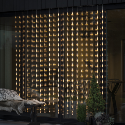 Gardinslynge med dråper - 200 cm varmhvit LED-Julebelysning juletrelys ute-Konstsmide-4052-103-Lightup.no