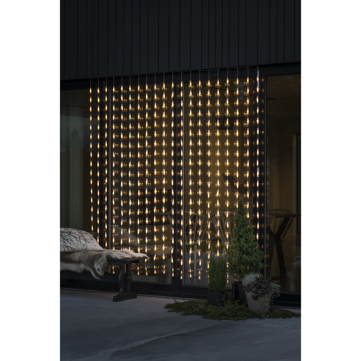 Gardinslynge med dråper - 200 cm varmhvit LED-Julebelysning juletrelys ute-Konstsmide-4052-103-Lightup.no