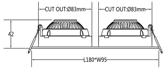 Georgia 360 lavtbyggende downlight dobbel 2x7W 2700K RA97 Dimbar IP44 - Svart-Downlight lavtbyggende-NorDesign-Svart-192972705+307760180v2-Lightup.no
