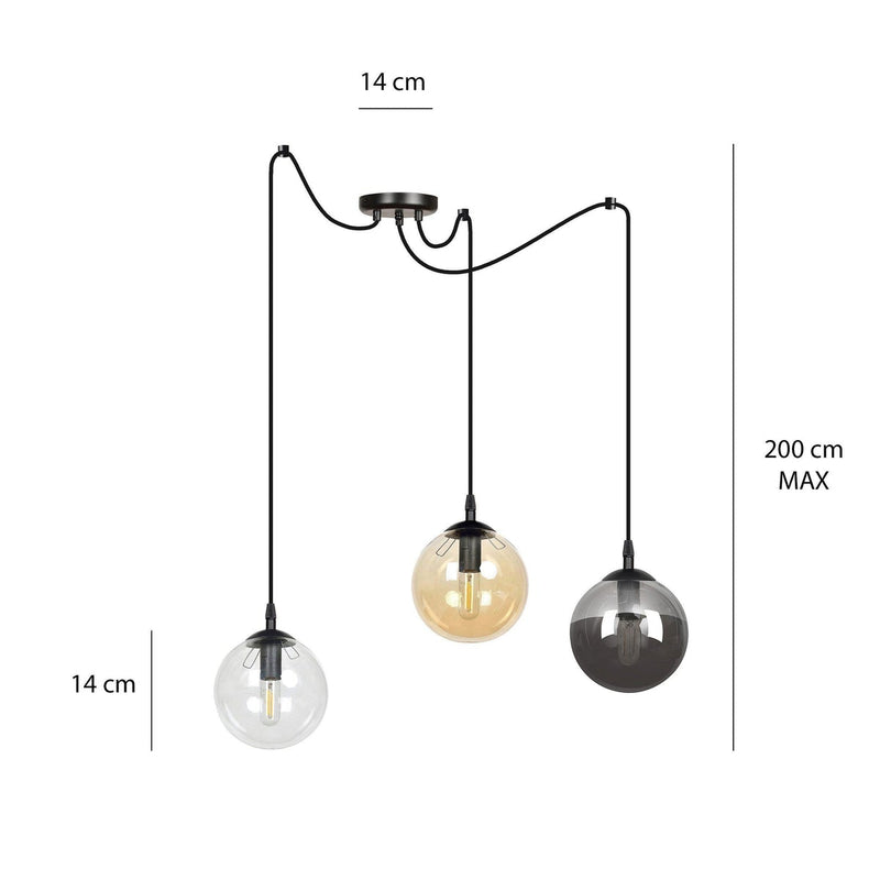 Gigi takpendel 3 lys - Svart/Klart glass-Takpendler-Emibig-936/3-Lightup.no
