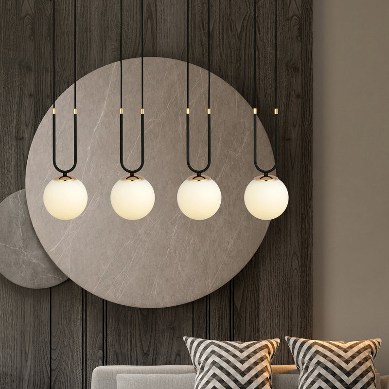 Glam takpendel 4 lys - Svart/Opal-Takpendler-Emibig-1112/4-Lightup.no