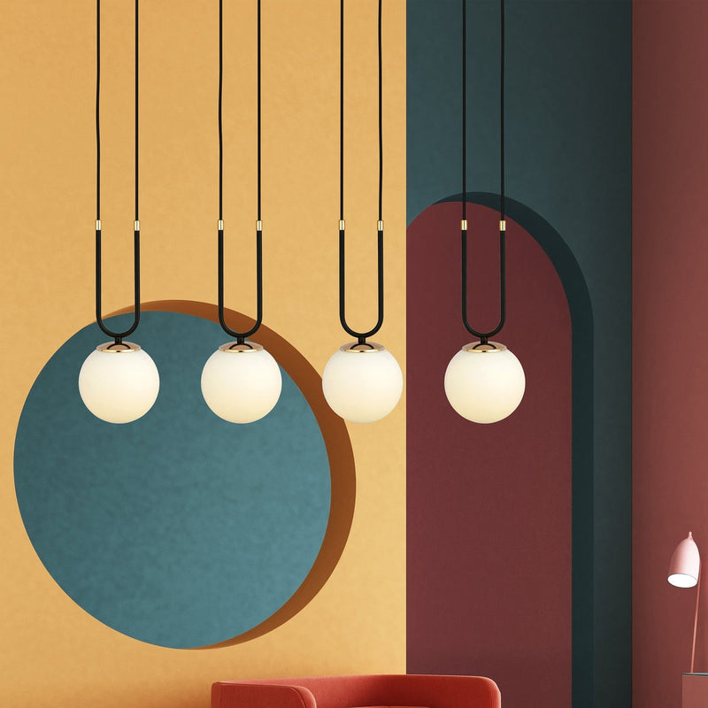 Glam takpendel 4 lys - Svart/Opal-Takpendler-Emibig-1112/4-Lightup.no