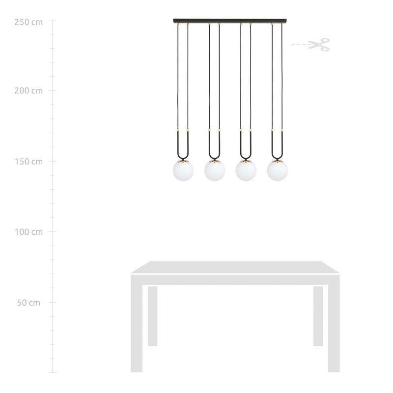 Glam takpendel 4 lys - Svart/Opal-Takpendler-Emibig-1112/4-Lightup.no