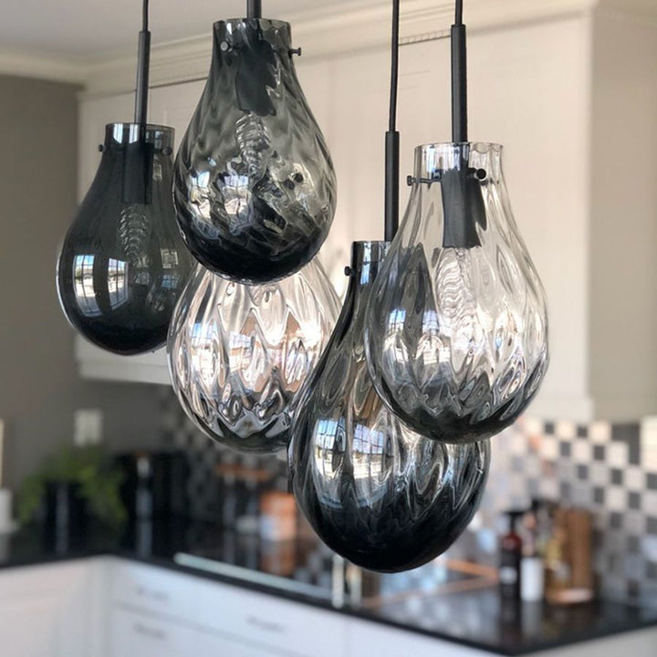 Glitre Dråper 5 stk - Grå-Takpendler-Hadeland Glassverk-Grå-Hak__GLITREBUNDLE-Lightup.no