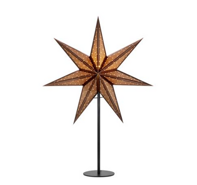 Glitter papirstjerne på fot 45 cm - Bronse/Svart-Julebelysning adventstjerne-Marksløjd-705796-Lightup.no