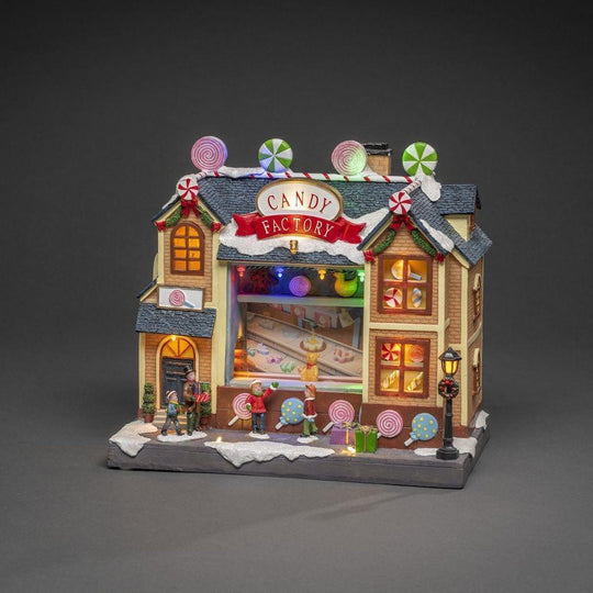Godterifabrikk 26,5 cm 16 LED-Julebelysning dekor og pynt-Konstsmide-Flerfarget-4222-000-Lightup.no