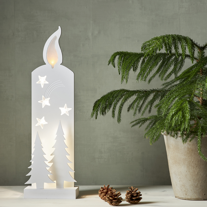 Grandy lazercut lys 50 cm - Hvit - Batteridrevet-Julebelysning dekor og pynt-Star Trading-650-18-Lightup.no