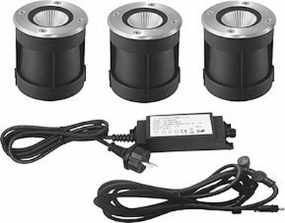 Grebbestad uplight LED-kit utendørs IP67 3x6,5W 3000K - Rustfritt stål-Utebelysning uplight-Malmbergs-9977154-Lightup.no