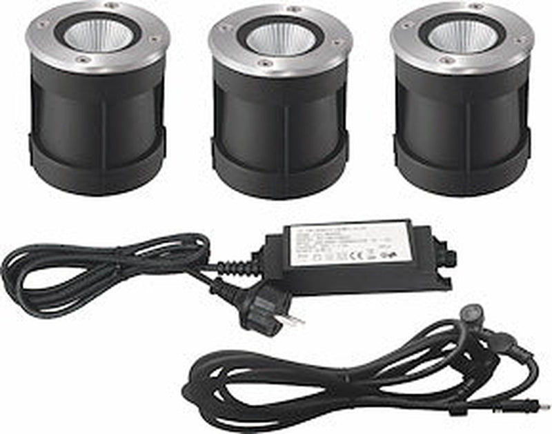 Grebbestad uplight LED-kit utendørs IP67 3x6,5W 3000K - Rustfritt stål-Utebelysning uplight-Malmbergs-9977154-Lightup.no