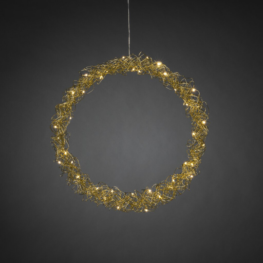 Gullfarget metallkrans - 45 cm-Julebelysning dekor og pynt-Konstsmide-Gull-1789-803-Lightup.no