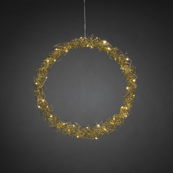 Gullfarget metallkrans - 45 cm-Julebelysning dekor og pynt-Konstsmide-Gull-1789-803-Lightup.no