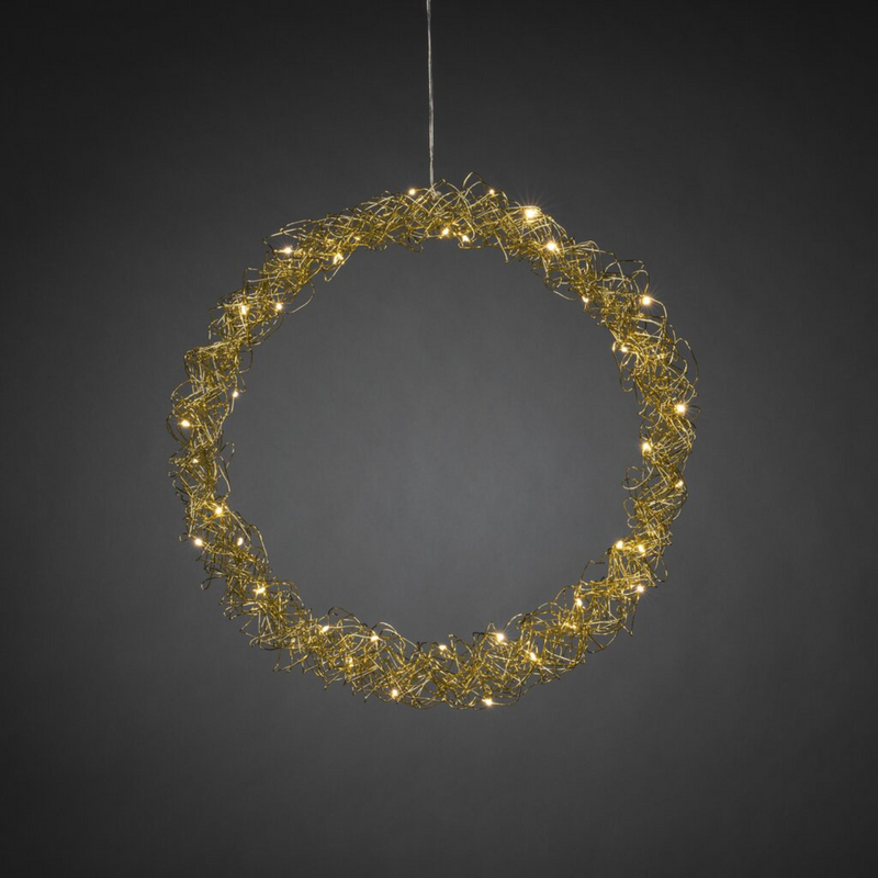 Gullfarget metallkrans - 45 cm-Julebelysning dekor og pynt-Konstsmide-1789-803-Lightup.no