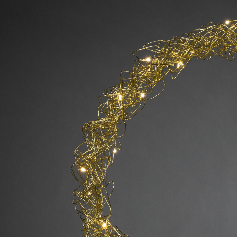 Gullfarget metallkrans - 45 cm-Julebelysning dekor og pynt-Konstsmide-1789-803-Lightup.no