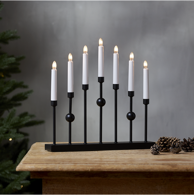 Gustavo adventsstake 7 lys - Svart-Julebelysning adventsstake-Star Trading-138-52-Lightup.no