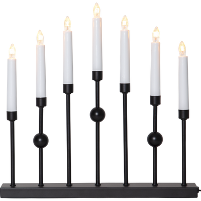 Gustavo adventsstake 7 lys - Svart-Julebelysning adventsstake-Star Trading-138-52-Lightup.no