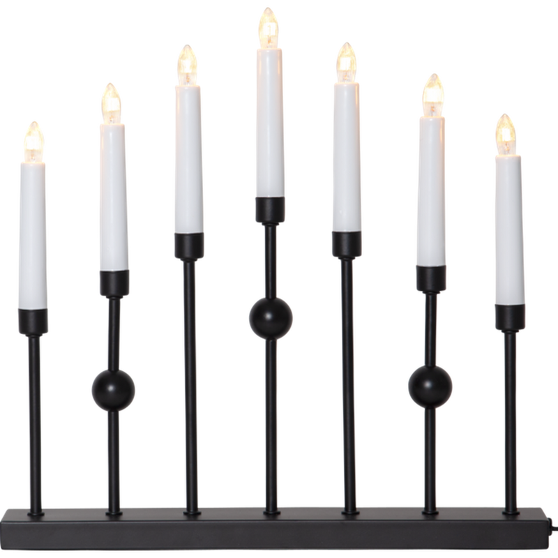 Gustavo adventsstake 7 lys - Svart-Julebelysning adventsstake-Star Trading-138-52-Lightup.no
