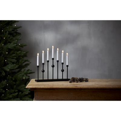 Gustavo adventsstake 7 lys - Svart-Julebelysning adventsstake-Star Trading-138-52-Lightup.no