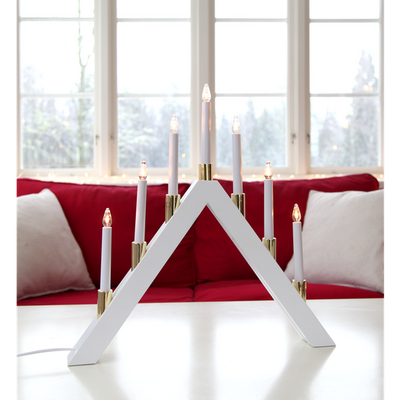 Halla adventsstake - Hvit/messing-Julebelysning adventsstake-Star Trading-266-58-Lightup.no