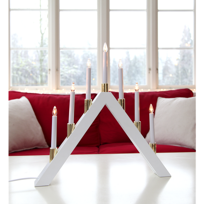 Halla adventsstake - Hvit/messing-Julebelysning adventsstake-Star Trading-266-58-Lightup.no