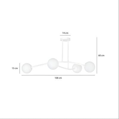 Halldor 4 taklampe - Hvit/Opal-Taklamper-Emibig-1025/4-Lightup.no