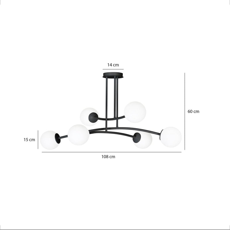 Halldor 6 taklampe - Svart/Opal-Taklamper-Emibig-1024/6-Lightup.no