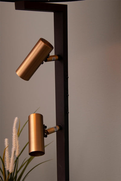 Havana gulvlampe med velour lampeskjerm og 2 leselys - Svart/Messingfarget-Gulvlamper-Scanlight-169799+169040-Lightup.no