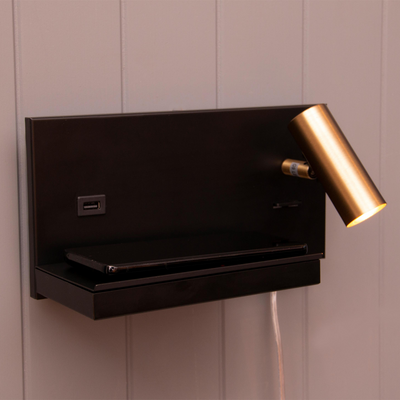 Havana høyre vegglampe med trådløs lader - Svart-Vegglamper-Scanlight-169595-Lightup.no