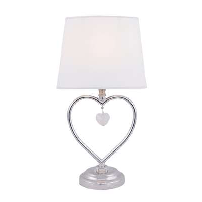 Heart bordlampe. 34 cm høyde - Krom farge med hvit skjerm-Bordlamper-Scanlight-168836-Lightup.no