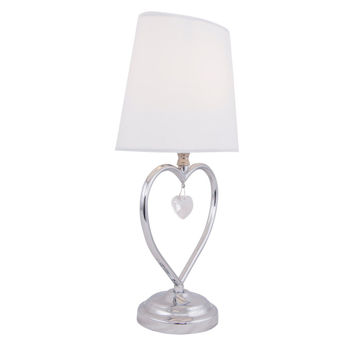 Heart bordlampe. 34 cm høyde - Krom farge med hvit skjerm-Bordlamper-Scanlight-168836-Lightup.no