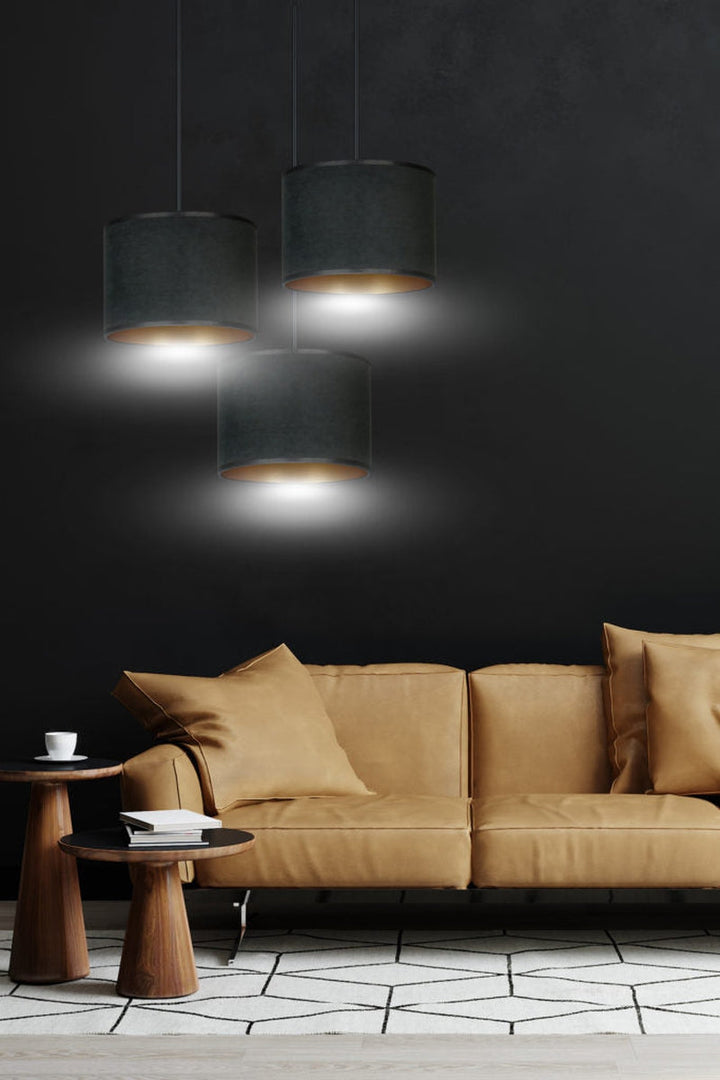 Hilde rondell takpendel 3 lys - Sort/Gullfarget-Takpendler-Emibig-Sort / Gull-1054/3PREM-Lightup.no