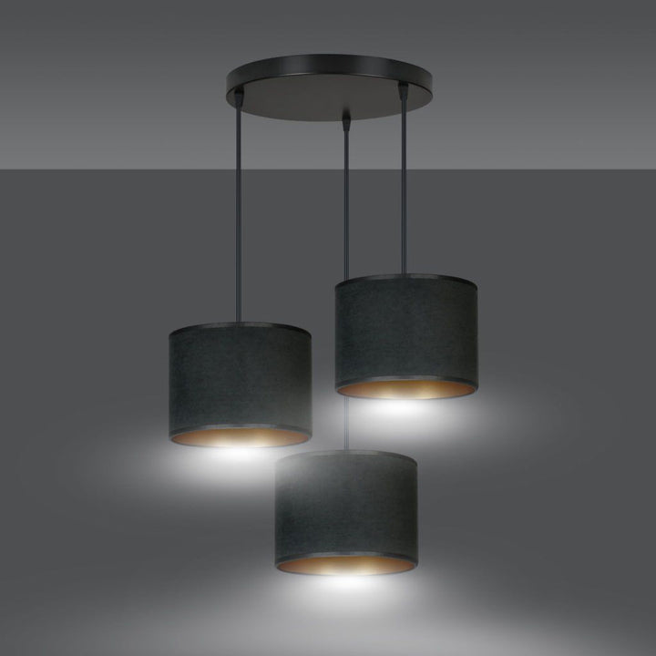 Hilde rondell takpendel 3 lys - Sort/Gullfarget-Takpendler-Emibig-Sort / Gull-1054/3PREM-Lightup.no