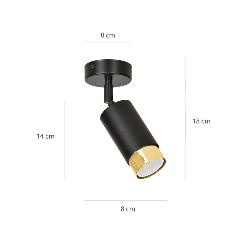 Hiro takspot 1 lys - Svart/Gullfarget-Taklamper-Emibig-965/1-Lightup.no