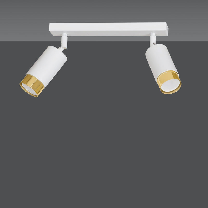Hiro takspot 2 lys - Hvit/Gullfarget-Taklamper-Emibig-963/2-Lightup.no