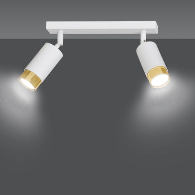 Hiro takspot 2 lys - Hvit/Gullfarget-Taklamper-Emibig-963/2-Lightup.no