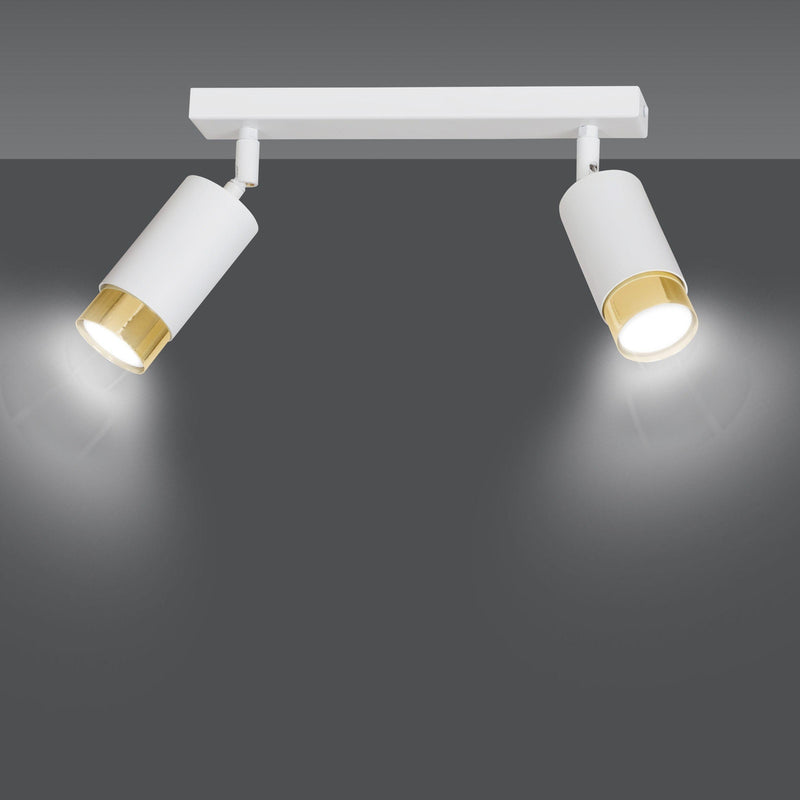 Hiro takspot 2 lys - Hvit/Gullfarget-Taklamper-Emibig-963/2-Lightup.no