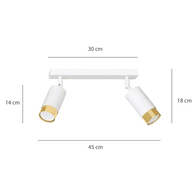 Hiro takspot 2 lys - Hvit/Gullfarget-Taklamper-Emibig-963/2-Lightup.no