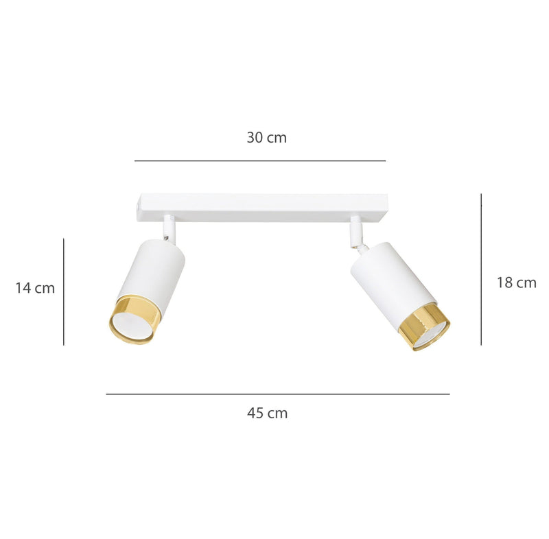 Hiro takspot 2 lys - Hvit/Gullfarget-Taklamper-Emibig-963/2-Lightup.no