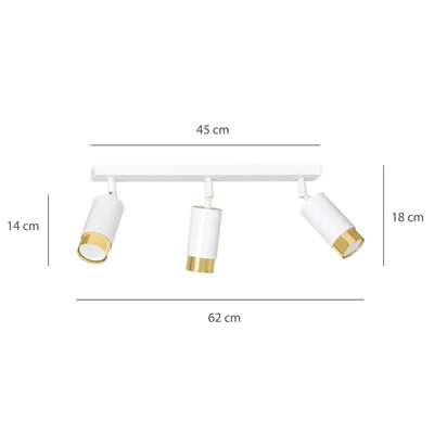 Hiro takspot 3 lys - Hvit/Gullfarget-Taklamper-Emibig-963/3-Lightup.no